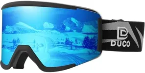 DUCO Ski Goggles Snowboard for Men Women,OTG Skiing Winter Snow Goggles Anti-Fog 100% UV400 Protection DCS003 (Black Blue)