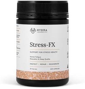 Hydra Longevity Stress-FX Stress Support & Mood Support Supplement, Stress Relief Formula with Adaptogens, Ashwagandha, L-Theanine, Vegan, Gluten-Free, 120 Capsules (30 Servings)