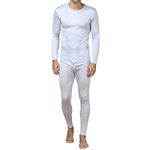 Pure Silk Knit Round Neck Men Underwear Long Johns Set X-Large Light Gray
