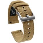 22mm Khaki - BARTON Canvas Quick Release Watch Band Straps - Choose Color & Width - 18mm, 19mm, 20mm, 21mm, 22mm, 23mm, or 24mm