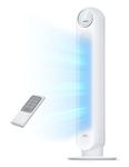 Dreo 28dB Silent Tower Fan, 7.3m/s Velocity Electric Cooling Fan with Remote Control 90° Oscillating 4 Speeds 4 Modes 8H Timer LED Display, Quiet Standing Bladeless Floor Fans for Bedroom, White
