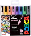 Posca Pens PC-5M Felt Tip Acrylic Paint Colouring Set. Opaque Coloured Permanent Markers for Adults and Children. Ideal on Fabric, Graffiti, Watercolour, Outline, Drawing, Window and Glass Art. 8 Pack