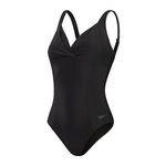 Speedo Women's Shaping Cross Knot 1 Piece Swimsuit | Shapewear | Beach and Holiday Swimwear, Black, 32/8