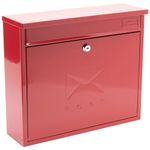 Burg-Wachter MB02R Red Elegance Wall Mounted Galvanised Steel Lockable Weatherproof Post Box - 36x31x10cm