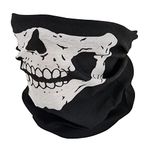 Ghost Skull Scarf Tube Black Snood Soft Warm Winter Washable Neck Elastic Tubular Gaiter Face Mask Seamless Multifunctional Unisex Stretchy Bandana Cover Headband for Sports Hiking Cycling Motorcycles