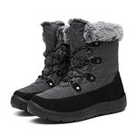 Bella Bays ladies winter boots for women waterproof Fur Lining Warm Snow Boots Fluffy grey UK 8.5