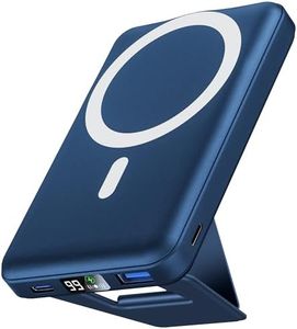 Podoru Batterie Externe Magnétique sans Fil, 10000mAh Power Bank Pliable Chargeur Portable Mag-Safe Batterie USB-C PD 22.5W Charge Rapide Affichage LED pour iPhone 16/15/14/13/12/Pro/Max - Bleu Marine