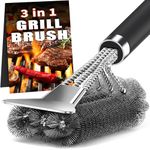 TNTOR Grill Brush with Scraper, 18" Adjustable Handle BBQ Grill Brush for Outdoor Grill, Extra Strong Grill Cleaner Accessories for Grill/Smoker/Gas/Charcoal Grill Cleaning- Gifts for Grill Men/Dad