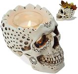 Skull Candle Holder/Planter - Gothic Halloween Decor Day of The Dead Skull Gift Goth Home Accessory-5.9” with Votive Tealight