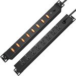 HHSOET 8 Outlet PDU Power Strip, 1U Rack Mount Surge Protection, Metal Mountable Outlet Strip with Switch, 6ft Power Cord.(Black)