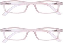 OPULIZE Ted Reading Glasses 2 Pack Narrow Matt Lightweight Frame Transparent Baby Pink Spring Hinges Scratch Resistant Mens Womens RR17-4 +1.00