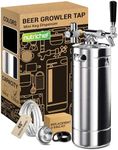 NutriChef Pressurized Growler Tap System - Stainless Steel Mini Keg Dispenser Portable Kegerator Kit - Co2 Pressure Regulator Keeps Carbonation for Craft Beer, Draft and Homebrew - PKBRTP100.5 (128oz)