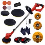 STARQ Cordless Electric Power Scrubber with Long Handle, 3 Replaceable Brush Heads, Adjustable Extension Rod, Rechargeable Cleaning Brush for Floor, Tile, Bathroom, Car & Home