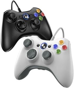 Gamrombo Wired Controller for Xbox 360-2 Pack, Compatible with xbox 360/360 S/360 E, with Dual-Vibration, 2.5mm headphone Jack（Black+White）