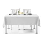 Disposable White Table Cover - 6PACK - 54x108”(137x274cm) Mess free Table Cloth - For Indoor & outdoor parties, Weddings, Birthdays, Picnics & Events - Made of Plastic