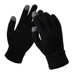 X-LENT Warm Woolen Hand Gloves Stretchable Men Women Winter Wool Biker Mittens Acrylic with Fingertip Touch (Unisex, Free Size) (Black, Free Size)