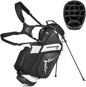 UNIHIMAl 14-Way Golf Stand Bag, PU Leather Golf Bag for Men & Women with Plush Top, 10 Pockets（Including Magnetic Pocket, Cooler Bag）& Adjustable Shoulder Strap