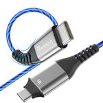 Areson USB C to USB C Cable, Light up iPhone 15 Charger Cord 6ft, 60W/3A LED Type C Fast Charging Cable for iPhone 15 Por Max Plus/MacBook Air/Pro, iPad Pro 12.9/11, for Samsung Galaxy S23/S22(Blue)