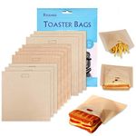 XREXS 10 Pack Reusable Toaster Bags Non-Stick Toasted Sandwich Bags, Washable Toastie Bag, Toastie Bags for Toaster Microwave Grill, Toast Bags for Toast Sandwich Panini Snacks, Reuse 100 Times