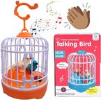 Vinzbel Talking Bird Toy for Kids | Interactive Toy & Repeat What You Said | Singing & Chirping in The Birdcage | Gifts for Babies, Kids & Children (Orange)