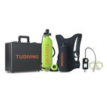 TUDIVING-2L Scuba Diving Tank Underwater with 25-30mins Breathing,Portable Scuba Diving Cylinder,Snorkeling Set for Scuba Diving (S700Plus A4 Green UK)