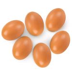 YunKo 6PCS Fake Eggs Chicken Coop Accessories Easter Eggs for Craft Nest Eggs Brown Wooden Eggs for Laying Chickens