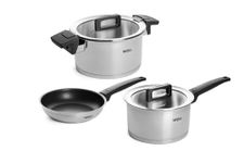 Woll Concept 5-Piece Saucepan and Pan Set Consisting of Pan Diameter 20 cm, Height 4.5 cm, Saucepan Diameter 18 cm, Height 10 cm, 2.5 L and Cooking Pot Diameter 20 cm, 11 cm High, 3.4 L Inductive