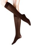 FALKE Women's Pure Matt 50 Denier Knee-High Socks, Matte Hosiery, Casual or Dress, Semi-Opaque Mid-Thick, Nylon, Brown (Cigar 5229), 8-10.5, 1 Pair