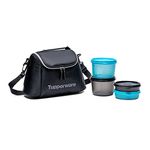 Tupperware Men'S Plastic Cosmo Lunch Set (Black, Blue), 180 Milliliter - 180 Ml