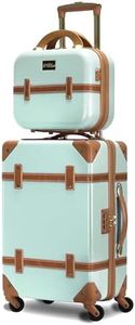 World Traveler Gatsby Vintage Style 2-Piece Hardside Carry-on Retro Train Case Spinner Luggage Set, Mint, 2-Piece Set (Tote/20-Inch), Gatsby Vintage Style 2-piece Hardside Carry-on Retro Train Case Spinner Luggage Set