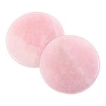 Lurrose Eyelash Extension Jade Stone Pink Stone Pallet Round Adhesive Holder Pallet for Lash Glue, 2pcs