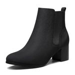 DREAM PAIRS Women’s Elastic Gore Chelsea Boots Chunky Block Heel Ankle Bootie, Black, 12