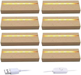 Base de madera iluminada, base rectangular de exhibición de luces LED de madera, base de visualización de luz LED de madera de 110 mm de color cálido para manualidades de resina de cristal acrílico (8