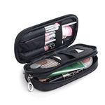 Mlmsy Makeup Bag with Mirror Hold Brushes Professional Multi-Functional 2-Layer Cosmetic Organiser for Women, Black