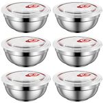 Ceiteo 28 Oz Stainless Steel Large Bowls Set of 6, Metal Double-walled Insulated Noodle Soup Bowls with Lids for Adult, Dishwasher Safe and Unbreakable