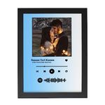 FA6 wood Spotify Rectangular Shape Wall Mount Photo Frame Personalized Picture Music Frame Anniversary For Gift | Scannable Spotify Song Qr Code Frame With Your Photo, Blue & White - 5X7 Inch