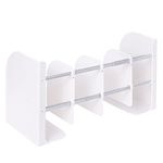 Adjustable BookEnds for Heavy Books, Heavy Duty Metal Book Ends for Shelves, Book Ends for Heavy Books, Non Skid Book Organizer for Home, Office, School, Large Capacity 4 Layers (Ivory White)