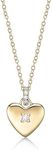 Lavari Jewelers Lab Grown Diamond Heart Pendant Necklace for Women - 18k Yellow Gold Plated Sterling Silver Pendant for Her - 18 Inch Chain Necklace (F-G, VS1-VS2, 0.036 cttw) Lobster Claw, Gemstone