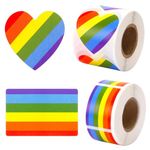 FEBSNOW Pride Stickers,600Pcs Gay Pride Stickers Bulk Pride Rainbow Heart Flag Stickers 2 Roll Self Adhesive Decal Stickers for Laptop Water Bottle Decor and Pride Parade Events Accessories