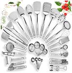 29 pcs Stainless Steel Kitchen Utensil Set - Non-Stick Cooking Utensils Set Heat Resistant Cooking Set - Kitchen Utensils Spatula Spoon Set - Kitchen Gadgets Kitchen Accessories Kitchen Tools