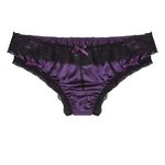 iiniim Mens Soft Satin Frilly Ruffled Bloomer Sissy Crossdress Knickers Briefs Panties Underwear 3# Purple L