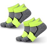 Towelogy Womens Anti Blister Running Socks Protective Quarter Length Ankle Cushioned Sports Socks UK Size 4-7 (UK, Numeric, 4, 7, Regular, Regular, Neon)