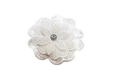 Mohan Shoppe Beads Work Flower Shape Fancy Designer Patch for Dresses, Sarees, Gowns, lehengas, Dupatta, Suits, etc., Pack of 1 Piece (White)