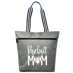 Sports Mom Gifts - Large Zippered Tote Bags with Pockets for Sports Lover Moms | Perfect Gifts for Mom, Mother's Day, Baseball Mom Lexie Gray, L