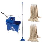 20L Industrial Mop and Bucket Set Commercial Kentucky Wringer Heavy Duty Cleaning For Schools Restaurants Shops Offices (Kentucky Blue Bucket Set)