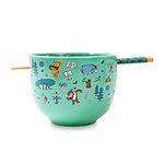 Disney Winnie the Pooh Allover Icons Ceramic Dinnerware Set | Includes 20-Ounce Ramen Noodle Bowl and Wooden Chopsticks