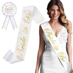 AIBAOBAO 2PCS Hen Party Sash Badge Set Bride to Be Sash Bachelorette Party Accessories Include Satin Sash and Award Ribbon Badge Brooch Bride to Be Gifts Decorations for Wedding Gift, Engagement