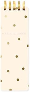 Graphique Reporter Journal, Cream Polka Dot, Embellished Gold Foil Portable Notebook, 150 Lined Sheets, 3" x 8.75" - Perfect for Note Taking, List Making and Much More (WLP173)