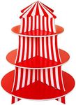 3 Tier Cupcake Foam Stand with Circus Carnival Tent Design for Desserts Birthdays Decorations