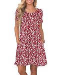 AUSELILY Women's Summer Dresses Casual T-Shirt Short Sleeve Dress Loose Swing Short Dress with Pockets